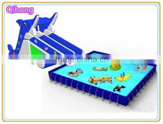 steel frame swimming pool, metal frame water pool with inflatable water slides, used pools for sale