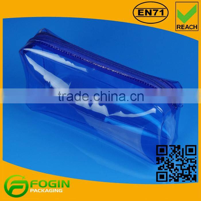 blue pvc packaging bag with zipper