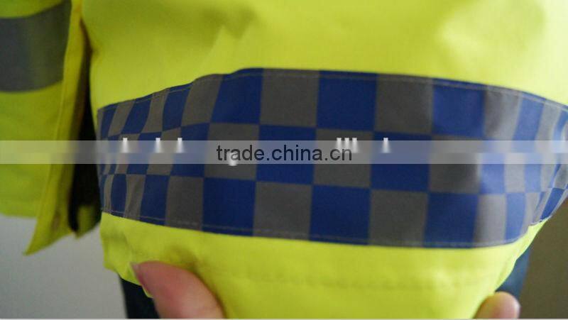 Oxford knit PU workwear raincoat rainsuit relective tape yellow color waterproof breathable mesh lining