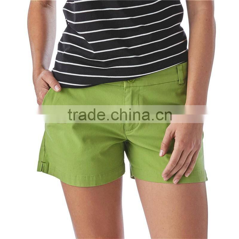 2016 Manufucture Custom Woman Shorts Chino-style Stretch All-wear Shorts With Soild Color