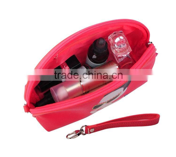 Wholesale PU cosmetic bag with long zipper