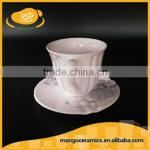 Modern fancy ceramic expresso coffee cup and saucer