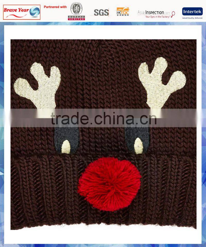 reindeer pom pom animal hat knitting patterns
