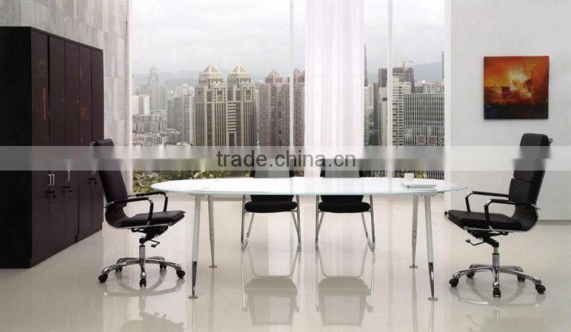 PT-C0401 Mordern oval tempered glass top conference table