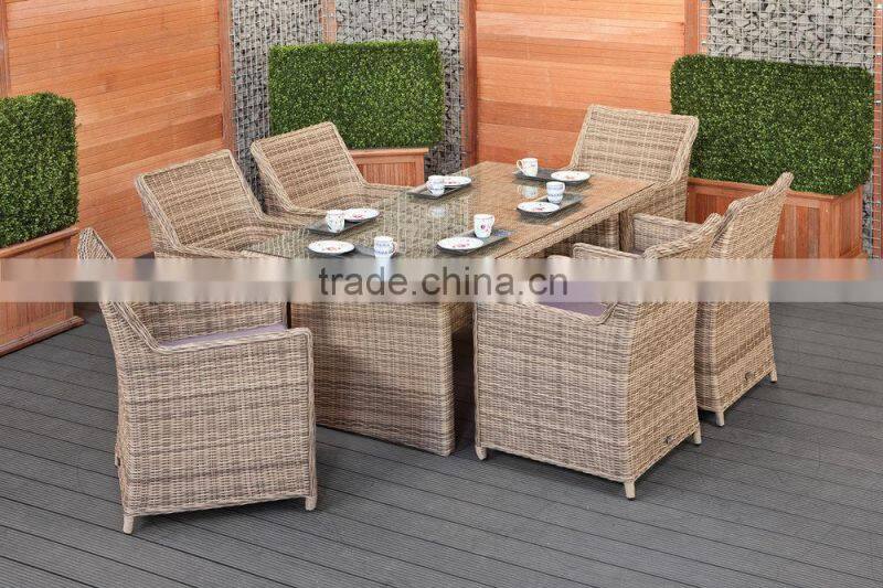 Wicker dining set garden chair furniture (1.2mm alu frame powder coated,5cm thick cushion, waterproof fabric)