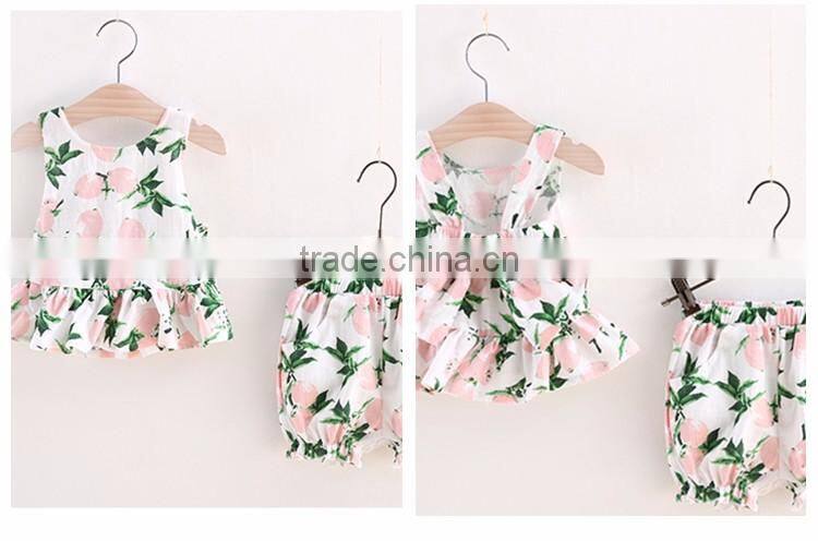 Lovely Cartoon Bowknot Cotton Girl Children Suit Sets