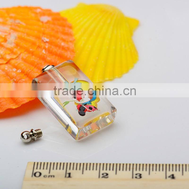 China Factory Customized 3D Photos Crystal Perfume Bottle Pendant Kartoon Monkey DIY Rice Art Pendant for Children Necelace