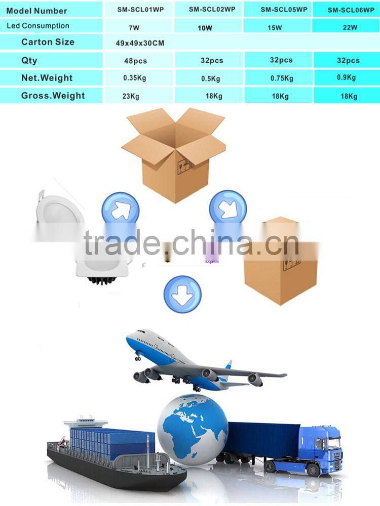 Die casting 7W 10W 15W 22W SMD2835 color tempreture change IP65 waterproof outdoor led downlight