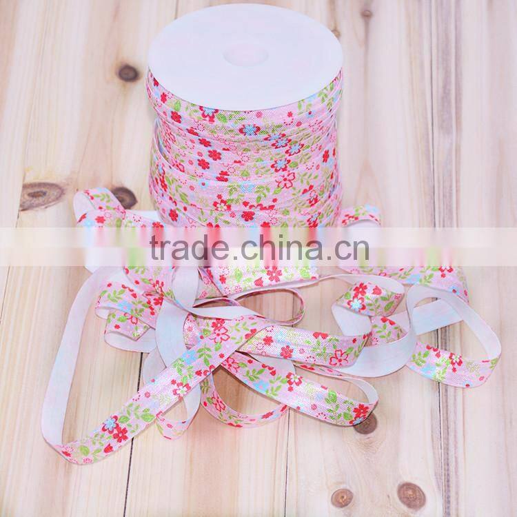 Hot sell high quality printed hair elastic ties ,floral elastic hair tie , FOE elastic hair bands in stock