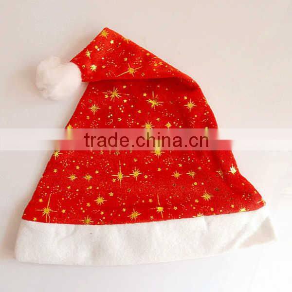 christmas stocking in plush red color with santa claus
