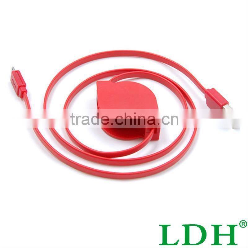 2015 New design TPE charging retractable usb cable reel usb retractable cable for android