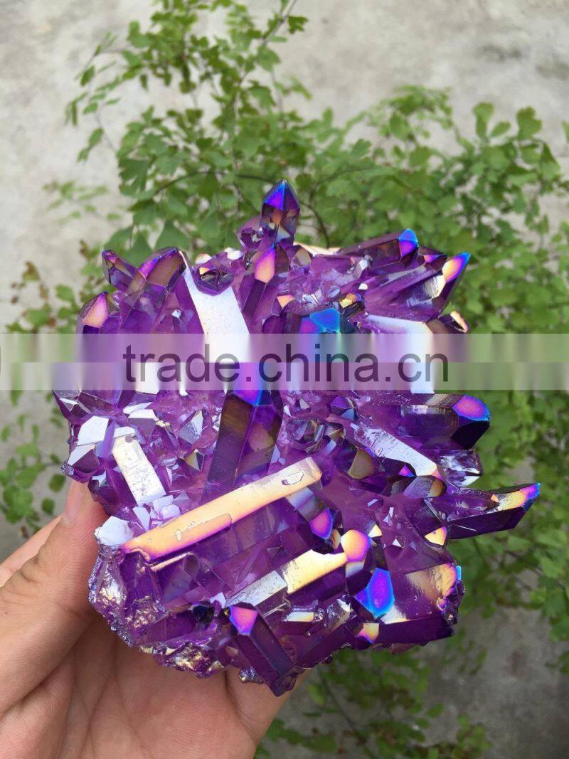 large light purple raw crystal cluster with plating for sale
