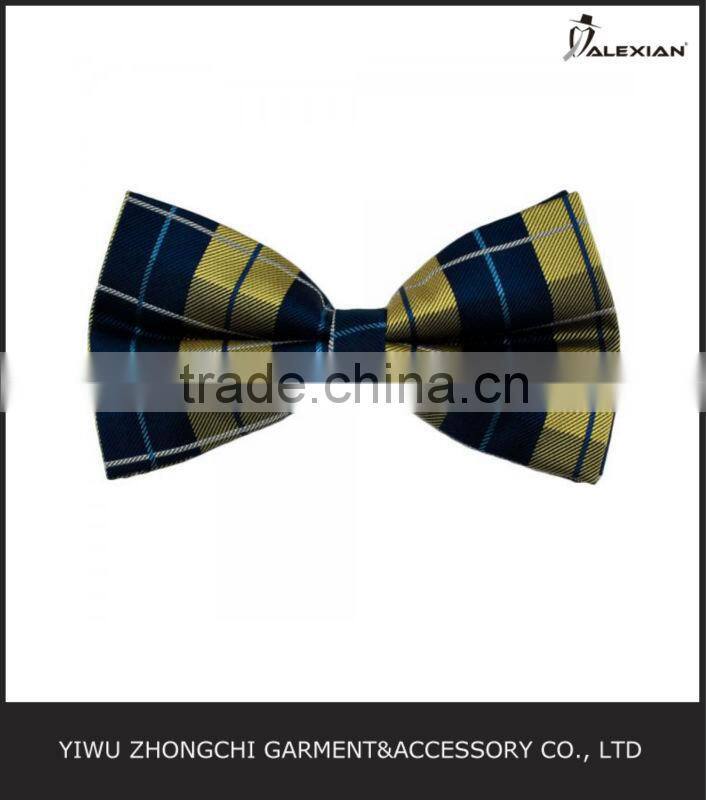 golden and navy fancy bow tie