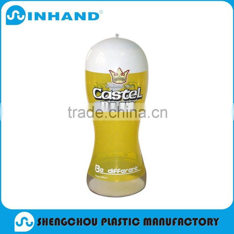 Factory EN71,CE ,Eco-friendly unique red pvc inflatable bottle/inflatable shape glass bottle/water bottle