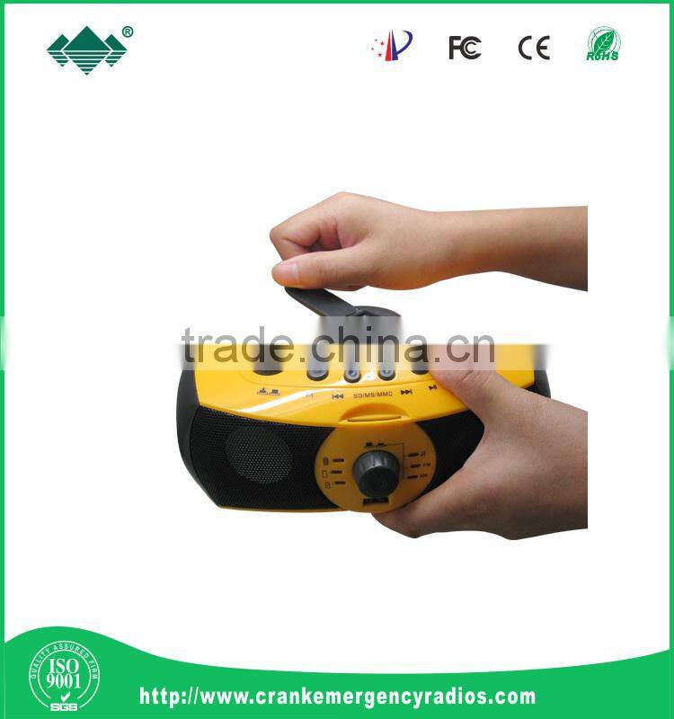 Solar panel AM/FM Radio Generator led lamp speaker