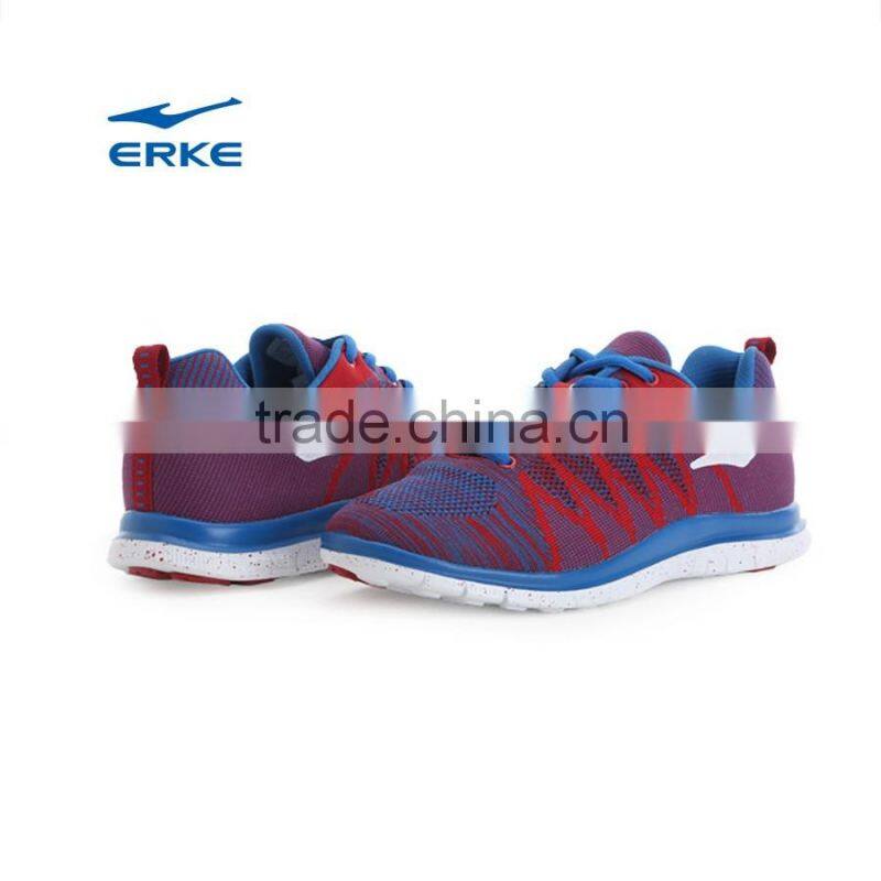 ERKE 2016 full knitted mesh breathable upper mens running sports shoes wiht pink outsole for wholesale brand dropshipping
