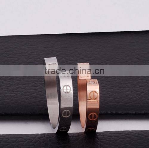 Fashion Cute Stainless steel Rose Gold Diamond Ring