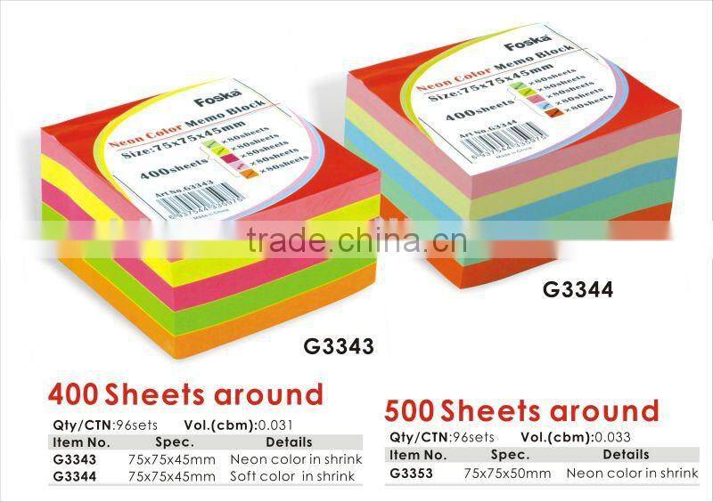 Popular White/Color Sticky Memo Pad/Block