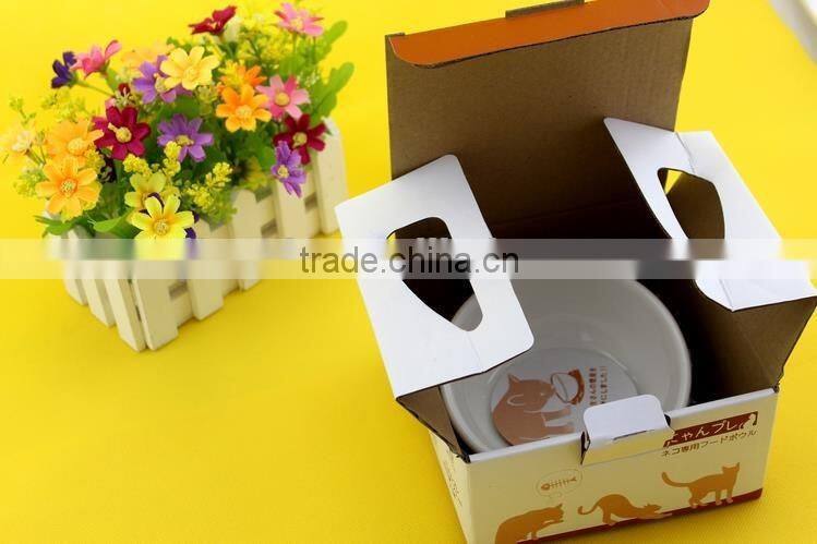 Sloped White Ceramic New Products Pet Cat Dog Bowl With Stand Ceramic