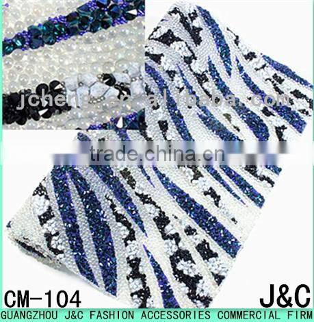 24*40mm rhinestone and pearl beads hot fix sheet