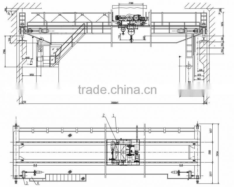 Heavy Duty Engineers Service QD Type 200 ton Double Girder Overhead Crane Price