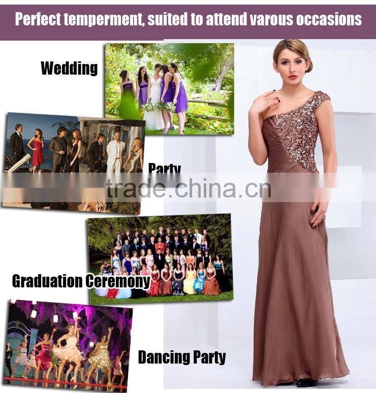 Fashion design sequins one shoulder long evening dress party dress for women
