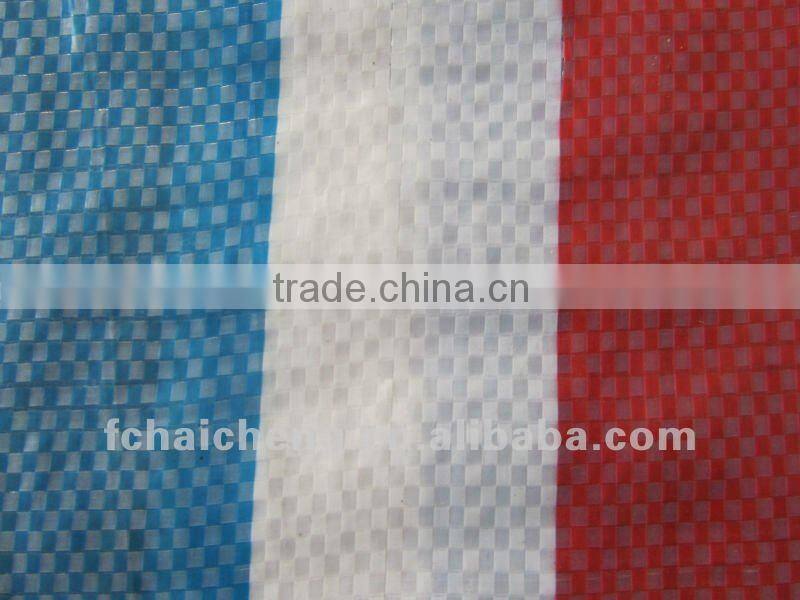 PP Woven Fabric shopper bags material with colored Stripes