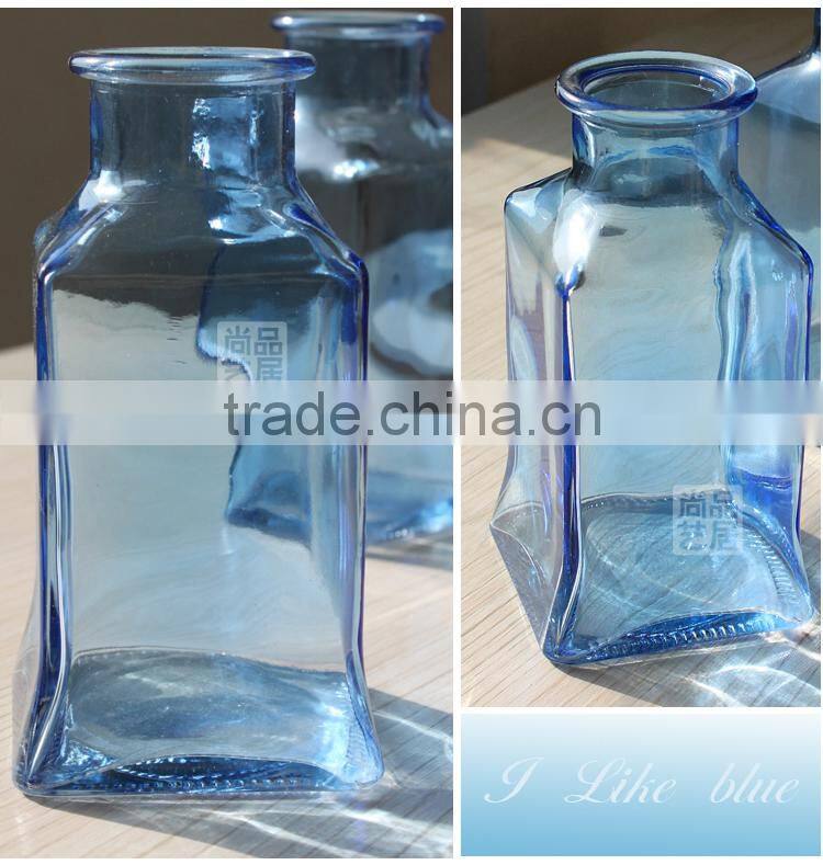 wholesale sprayed colored blue glass vases for home decor