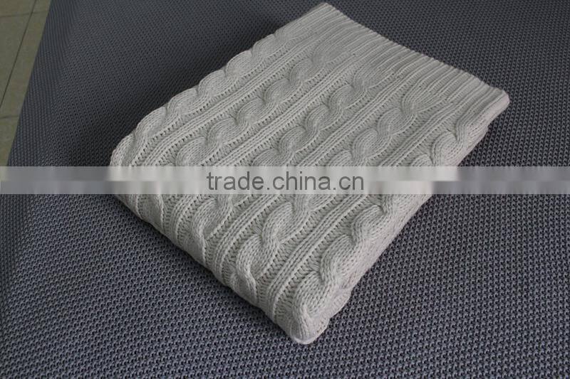 16JW636 home textile cashmere wool blend cable knit blanket