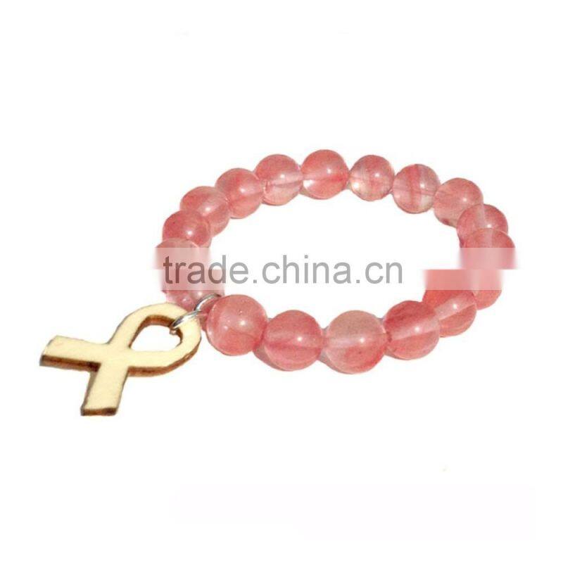 handmade personalized PINK RIBBON Breast Cancer Awareness Bracelets (YC-011)