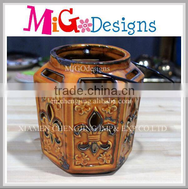 Flower Design Candle Holder Wholesale Handmade Ceramic