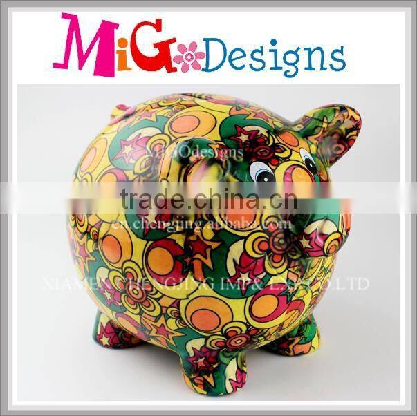 Wholesale Colorful Glazed Ceramic Pig Saving Boxes