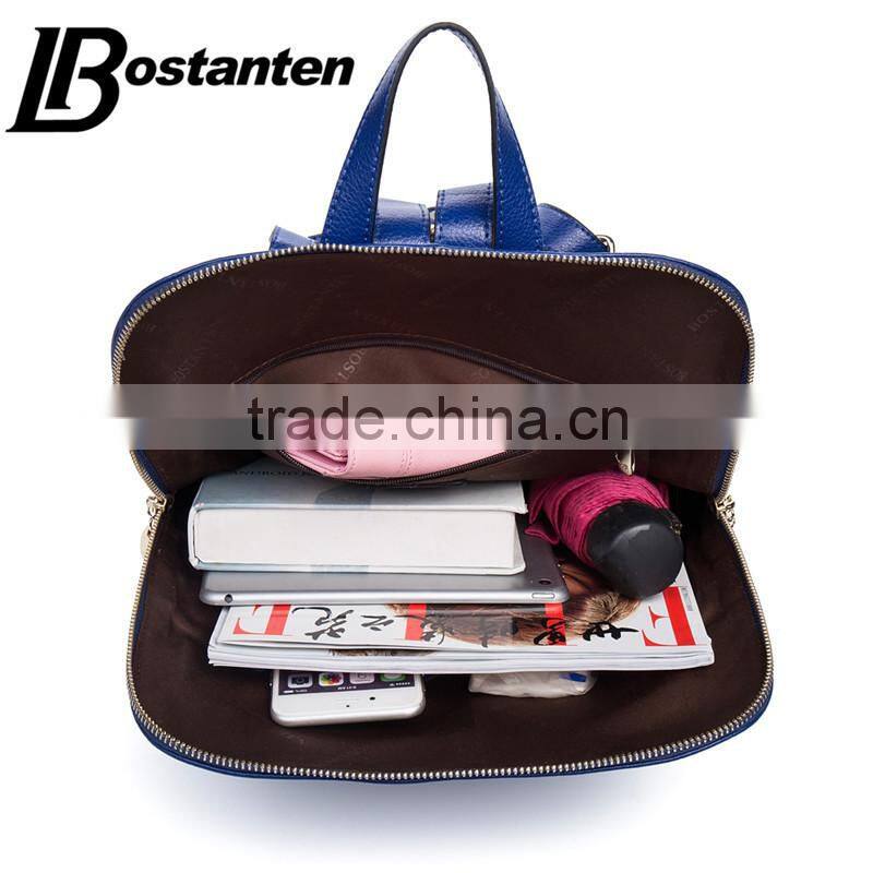 cowhide genuine leather travel backpack women mini backpack bag laptop