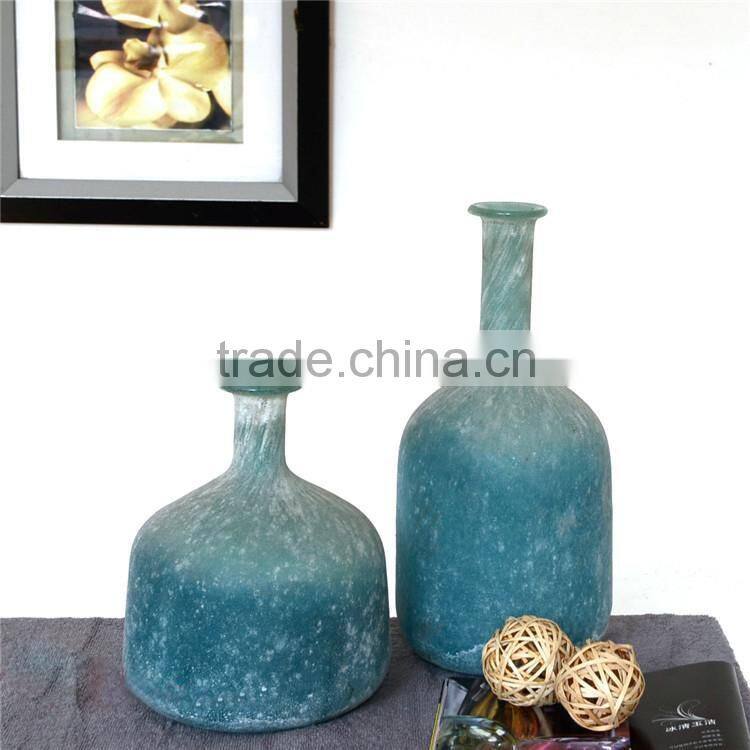 OUBOAO unique design handmade retro style smoke gray matte glass flower vase