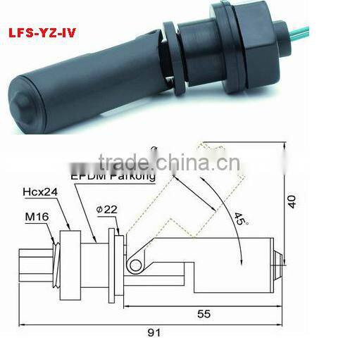 side mounted horizontal plastic float type level sensor switch