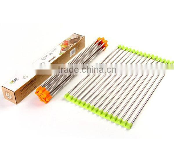 Foldable Stainless Steel Dish Drainer Drying Rack for Kitchen