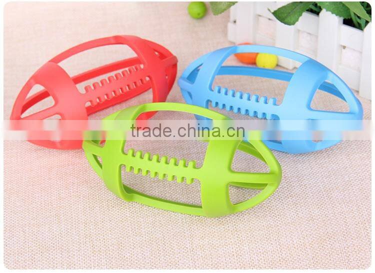 Latest design silicone baby teething toy rugby teether