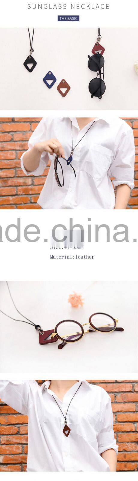 adjustable leather rhombus Pendant necklace shaped sunglasses rack holder