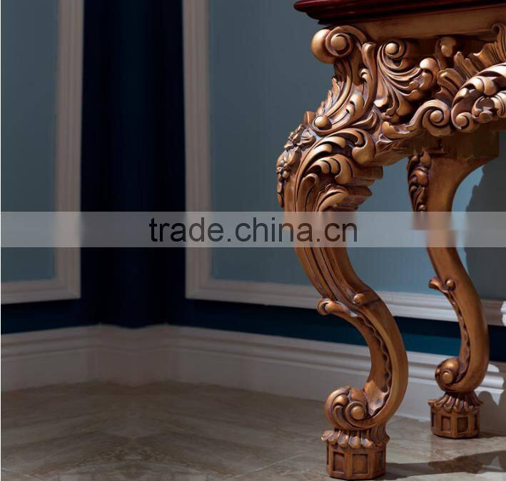 Luxury solid wood flower carving antique living room cabinet