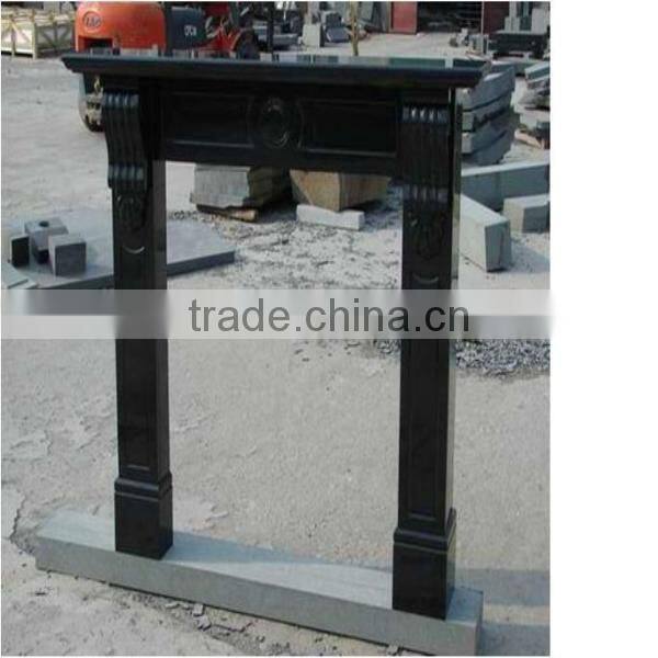 Polished China Black Granite Fireplace Mantel