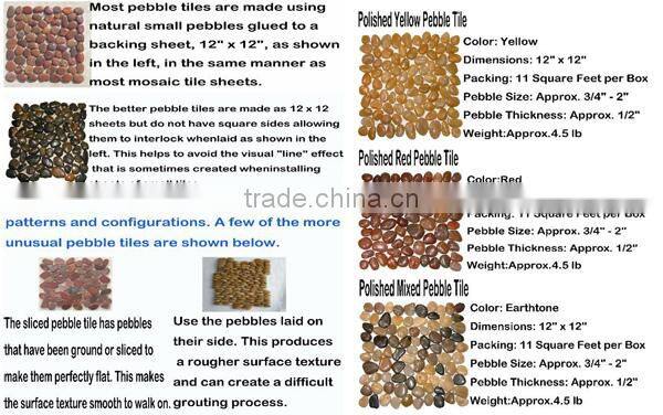 sliced flat river stone pebble mosaic tile