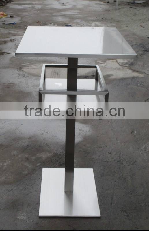 high quality brushed stainless steel cocktail bar table double layer LQ- BT204B