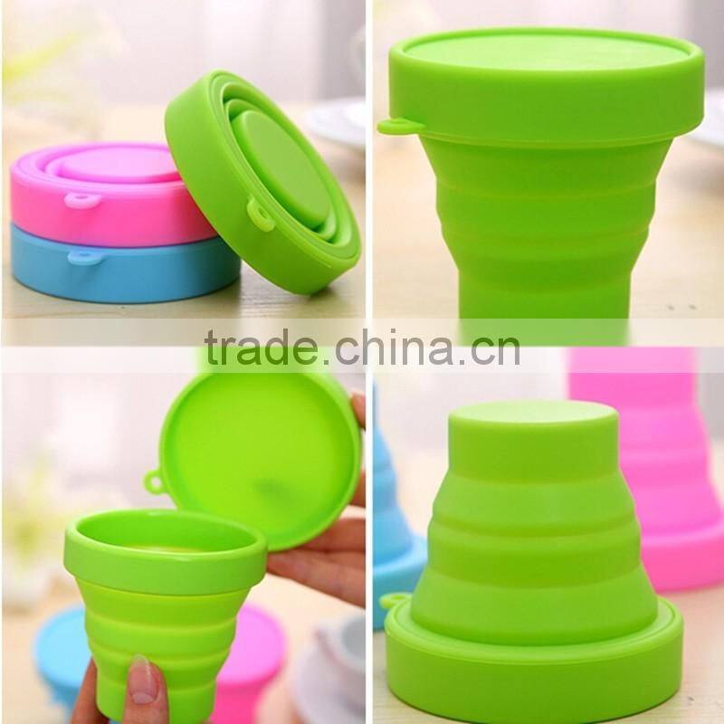 2015 hot sell Customized silicone coffee foldable cup/Easy carry silicone folding cup
