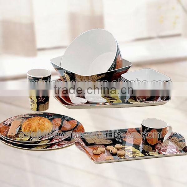 wholesale 3pcs large plastic fast food tray with handles