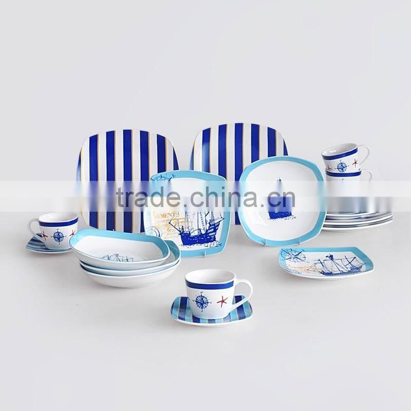 set of 20pcs square shape porcelain dinnerware set,porcelain dinner set,square porcelain dinnerware set