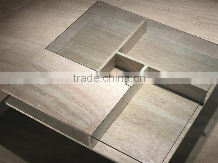 modern travertine and glass living room coffee table designs