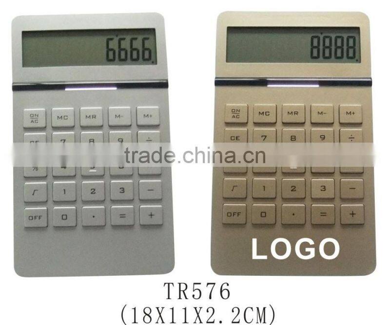 Plastic desktop electronic logo printed calculator with led light