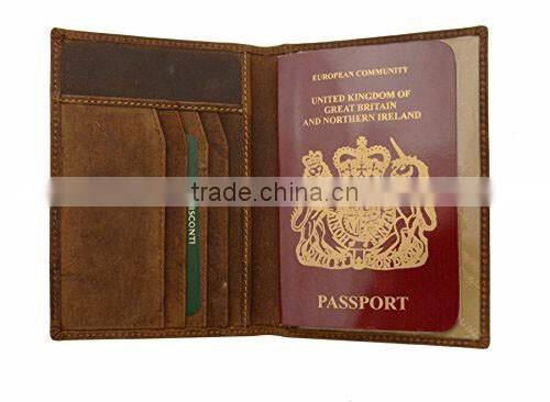 RFID blocking id card holder travel leather passport holder