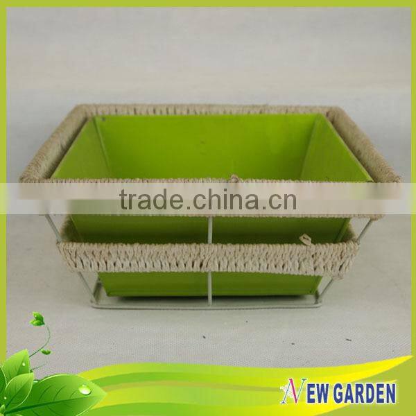 Garden Wholesale Rattan Woven Metal Frame Outdoor Oval Planter Flower Pots