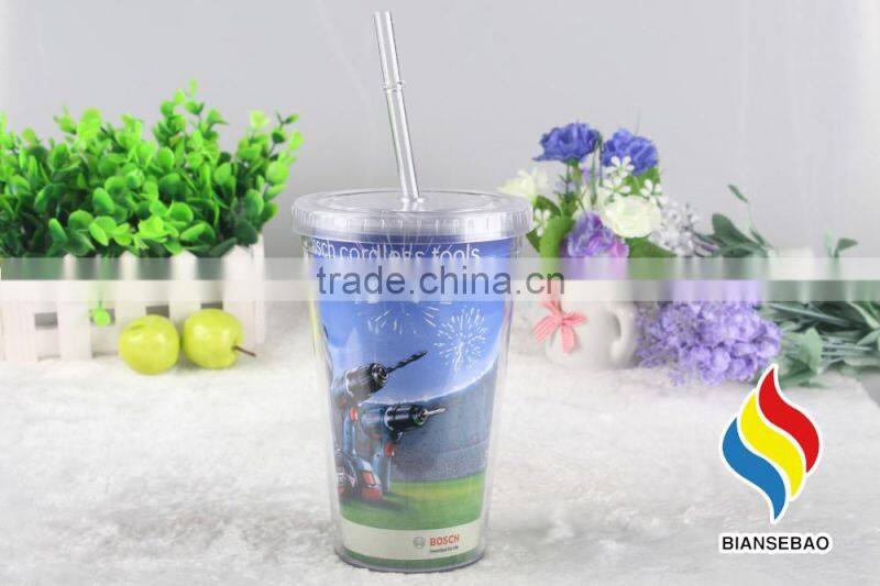 16oz plastic coffee tumbler with straw